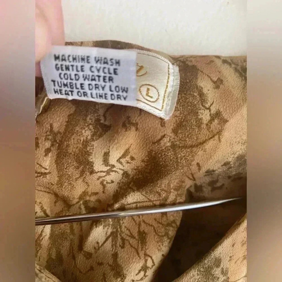 Vintage Voir Collection Button Down Tie Waist Dress Short Sleeve Size Large Tan - Picture 7 of 8